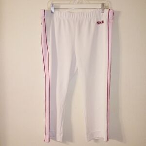 NIKE white track Pants with mesh Pink Stripes